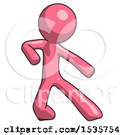 Poster, Art Print Of Pink Design Mascot Man Karate Defense Pose Right