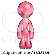 Pink Design Mascot Woman Kneeling Front Pose