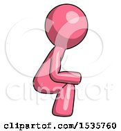 Poster, Art Print Of Pink Design Mascot Man Squatting Facing Right