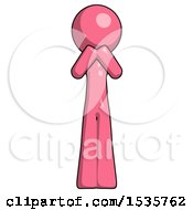 Pink Design Mascot Man Laugh Giggle Or Gasp Pose