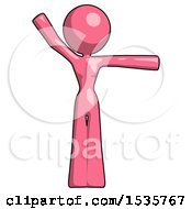 Poster, Art Print Of Pink Design Mascot Woman Directing Traffic Right
