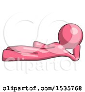 Poster, Art Print Of Pink Design Mascot Man Reclined On Side