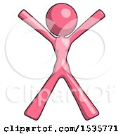 Poster, Art Print Of Pink Design Mascot Woman Jumping Or Flailing