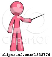 Pink Design Mascot Man Teacher Or Conductor With Stick Or Baton Directing