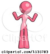 Pink Design Mascot Woman Shrugging Confused