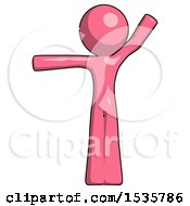 Poster, Art Print Of Pink Design Mascot Man Directing Traffic Left