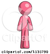 Pink Design Mascot Man Walking Front View
