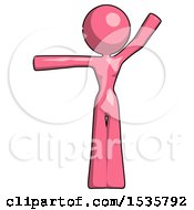 Pink Design Mascot Woman Directing Traffic Left