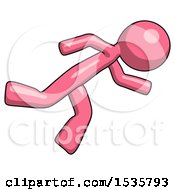 Pink Design Mascot Man Running While Falling Down