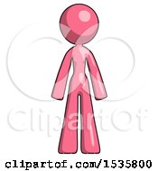 Pink Design Mascot Woman Standing Facing Forward