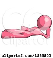 Poster, Art Print Of Pink Design Mascot Woman Reclined On Side