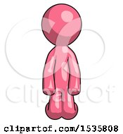 Pink Design Mascot Man Kneeling Front Pose