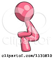 Poster, Art Print Of Pink Design Mascot Man Squatting Facing Left