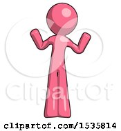 Pink Design Mascot Man Shrugging Confused