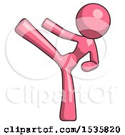 Pink Design Mascot Woman Ninja Kick Left