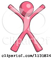 Pink Design Mascot Man Jumping Or Flailing