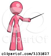 Poster, Art Print Of Pink Design Mascot Woman Teacher Or Conductor With Stick Or Baton Directing