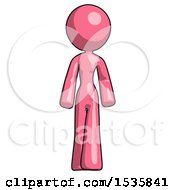 Poster, Art Print Of Pink Design Mascot Woman Walking Front View