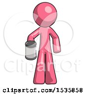 Poster, Art Print Of Pink Design Mascot Man Begger Holding Can Begging Or Asking For Charity