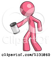 Poster, Art Print Of Pink Design Mascot Man Begger Holding Can Begging Or Asking For Charity Facing Left