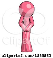 Poster, Art Print Of Pink Design Mascot Bending Over Hurt Or Nautious