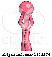 Poster, Art Print Of Pink Design Mascot Female Bending Over Sick Or In Pain