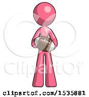 Poster, Art Print Of Pink Design Mascot Woman Giving Football To You