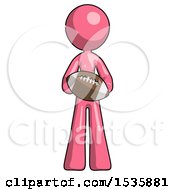 Pink Design Mascot Woman Giving Football To You