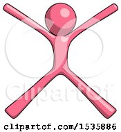 Pink Design Mascot Man With Arms And Legs Stretched Out