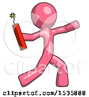 Poster, Art Print Of Pink Design Mascot Man Throwing Dynamite