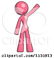 Poster, Art Print Of Pink Design Mascot Woman Waving Emphatically With Left Arm