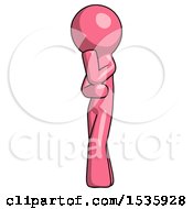 Poster, Art Print Of Pink Design Mascot Man Thinking Wondering Or Pondering