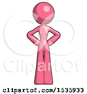 Pink Design Mascot Woman Hands On Hips