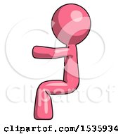 Poster, Art Print Of Pink Design Mascot Man Sitting Or Driving Position