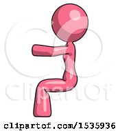 Pink Design Mascot Woman In Sitting Or Driving Position
