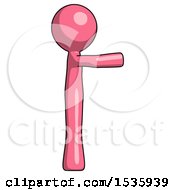 Pink Design Mascot Man Pointing Right
