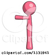 Pink Design Mascot Man Pointing Left