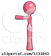 Pink Design Mascot Woman Pointing Left