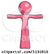 Poster, Art Print Of Pink Design Mascot Man T-Pose Arms Up Standing