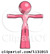 Poster, Art Print Of Pink Design Mascot Woman T-Pose Arms Up Standing