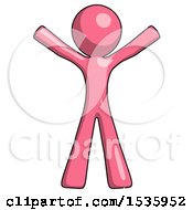 Poster, Art Print Of Pink Design Mascot Man Surprise Pose Arms And Legs Out