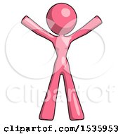 Poster, Art Print Of Pink Design Mascot Woman Surprise Pose Arms And Legs Out