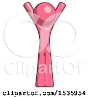 Pink Design Mascot Man Hands Up