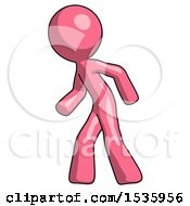 Pink Design Mascot Man Suspense Action Pose Facing Left
