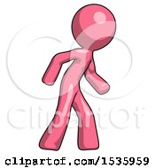 Pink Design Mascot Man Suspense Action Pose Facing Right