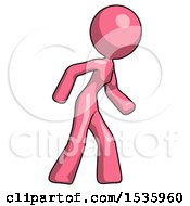 Pink Design Mascot Woman Suspense Action Pose Facing Right