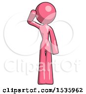 Pink Design Mascot Woman Soldier Salute Pose