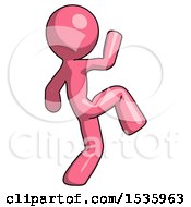 Pink Design Mascot Man Kick Pose Start