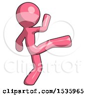 Pink Design Mascot Man Kick Pose