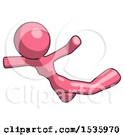 Pink Design Mascot Woman Skydiving Or Falling To Death